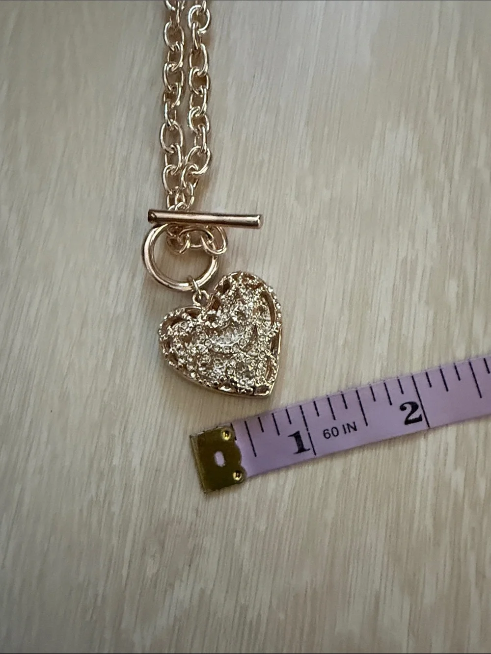 GUESS Rose Gold-Tone Textured Heart Toggle Necklace